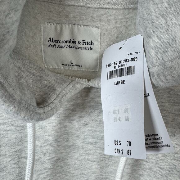 Abercrombie & Fitch New Sweatshirt Pullover Hoodie Women Sz L Heather Lite Gray - Picture 5 of 10